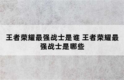 王者荣耀最强战士是谁 王者荣耀最强战士是哪些